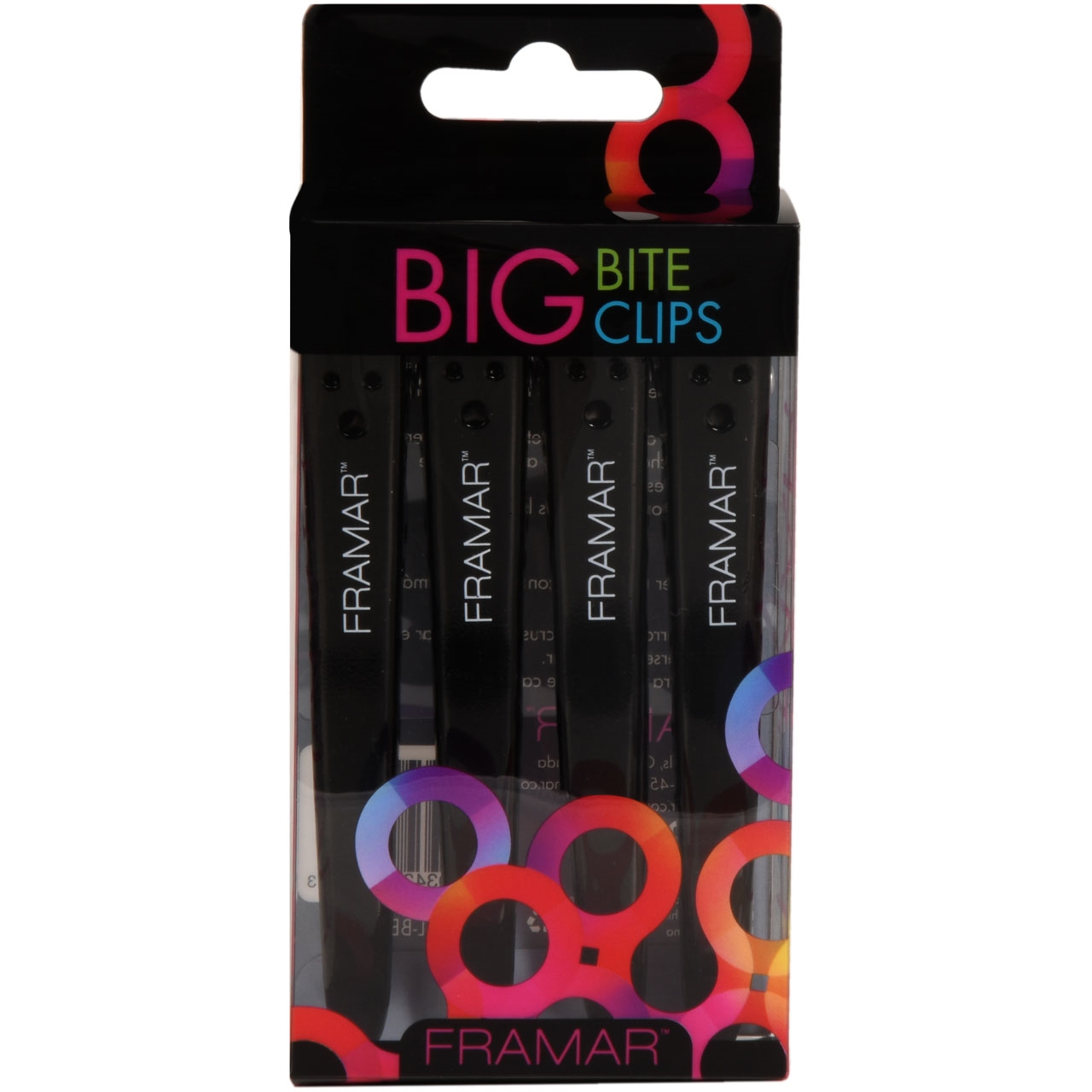 Framar Big Bite Clips- Black 4 ct.