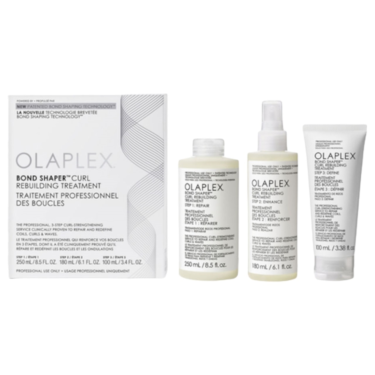 OLAPLEX BOND SHAPER CURL REBUILDING TREATMENT KIT 3 pc.