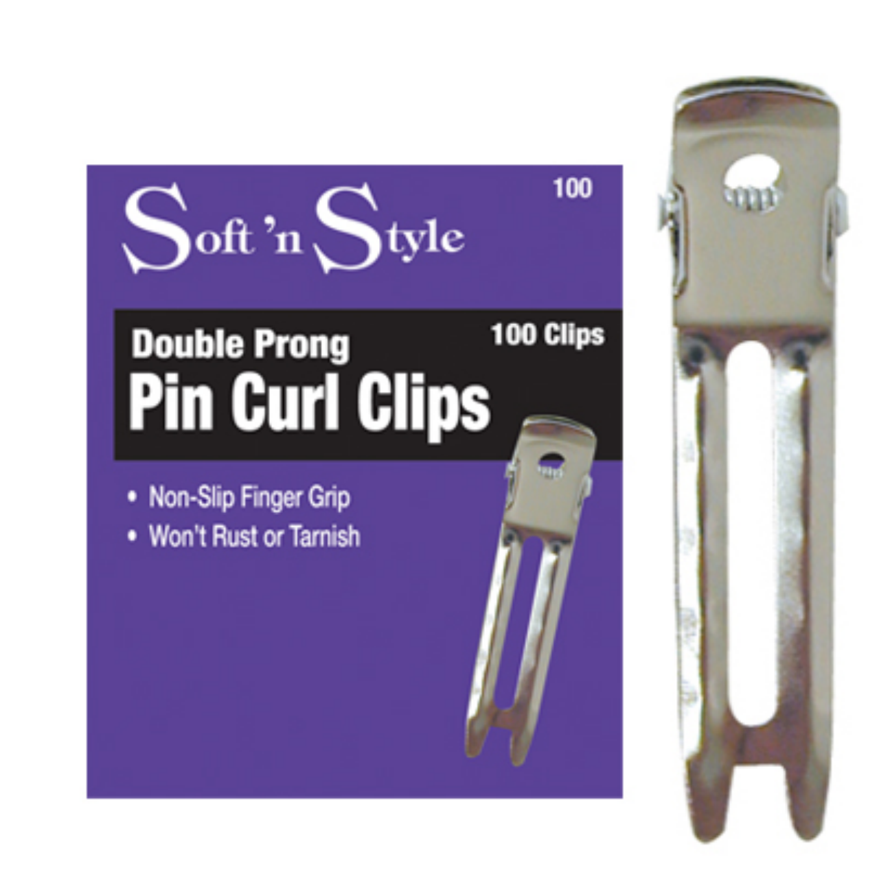 Soft 'n Style Boxed Double Prong Clips 100 pc.