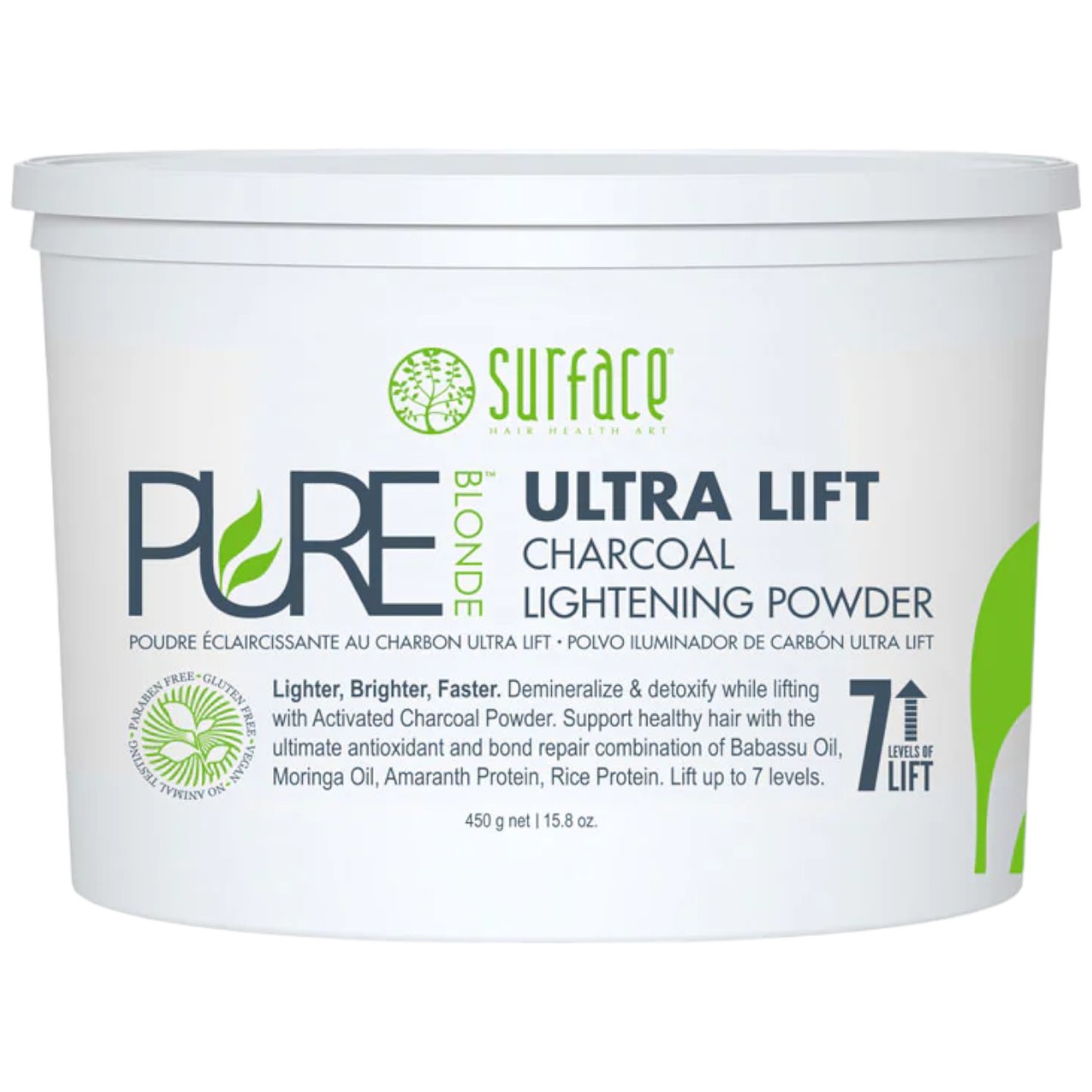 Surface Hair PURE BLONDE ULTRA LIFT CHARCOAL LIGHTENING POWDER 15.8 Fl. oz.