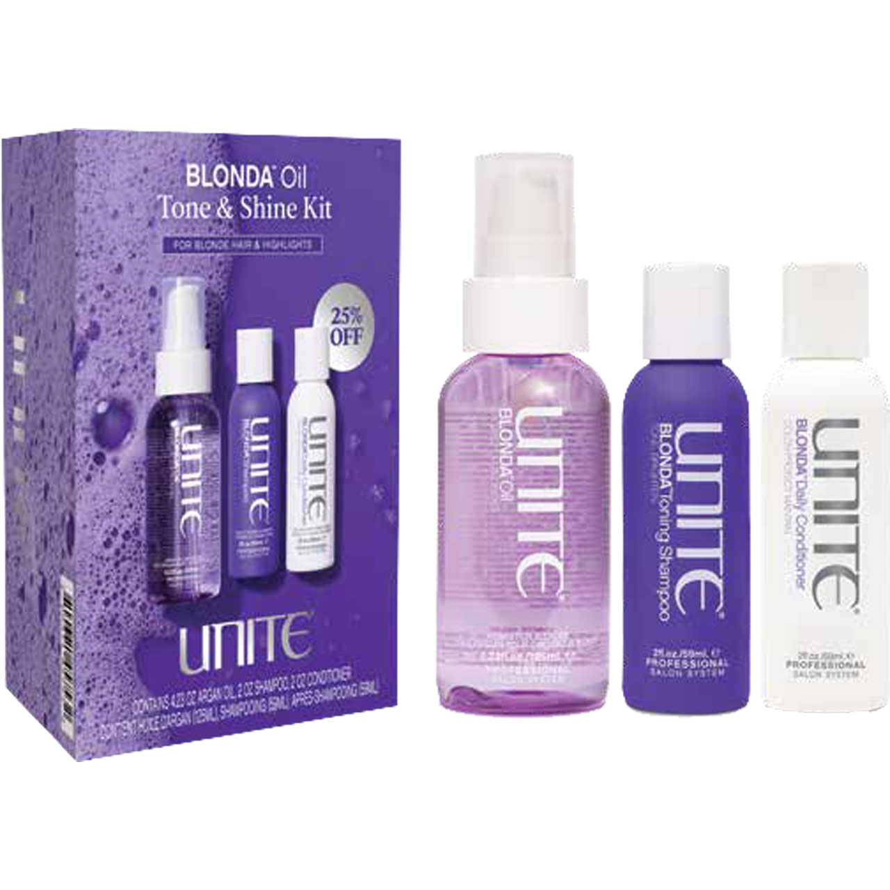 UNITE BLONDA Oil Tone & Shine Kit 3 pc.